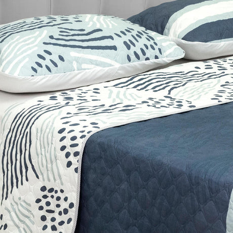 Cubrelecho Doble Faz Style Blanco Para Cama Doble 140 X 190 Cm de Líneas Y Puntos - Tendidos y Cubrelechos | Bylmo