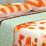 Cubrelecho Doble Faz Convex Coral y Beige Para Cama Doble 140 X 190 Cm de Flores - Tendidos y Cubrelechos | Bylmo