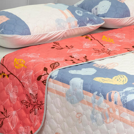 Cubrelecho Doble Faz Convex Lila y Blanco Para Cama Doble 140 X 190 Cm de Corazones - Tendidos y Cubrelechos | Bylmo