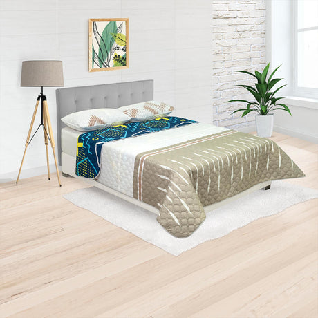 Cubrelecho Doble Faz Convex Azul Para Cama Doble 140 X 190 Cm de Símbolos Geométricos - Tendidos y Cubrelechos | Bylmo
