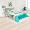 Cubrelecho Doble Faz Style Blanco Y Verde Limón Para Cama Queen 160 X 190 Cm De Líneas Entrelazadas