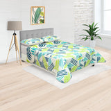 Cubrelecho Doble Faz Style Blanco y Verde Limón Para Cama Queen 160 X 190 Cm de Líneas Entrelazadas - Tendidos y Cubrelechos | Bylmo