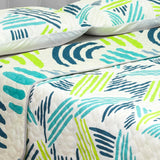 Cubrelecho Doble Faz Style Blanco y Verde Limón Para Cama Queen 160 X 190 Cm de Líneas Entrelazadas - Tendidos y Cubrelechos | Bylmo