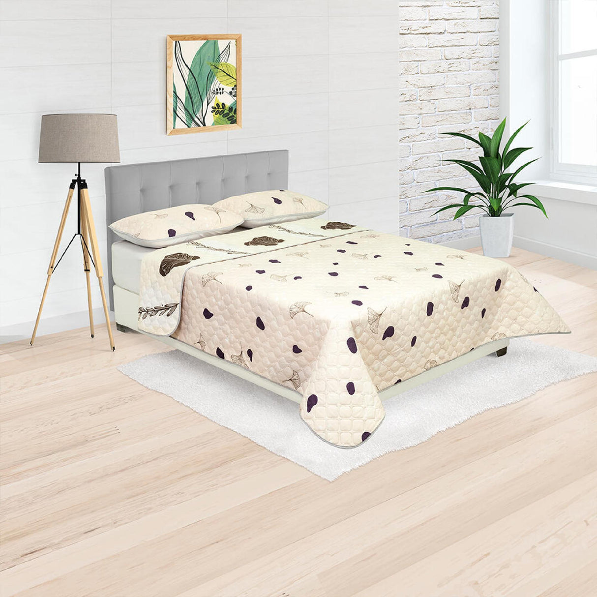 Cubrelecho Doble Faz Style Rosa Claro Para Cama Queen 160 X 190 Cm de Flores - Tendidos y Cubrelechos | Bylmo