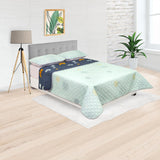 Cubrelecho Doble Faz Style Azul Aguamarina Para Cama Queen 160 X 190 Cm de Flores - Tendidos y Cubrelechos | Bylmo