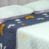 Cubrelecho Doble Faz Style Azul Aguamarina Para Cama Queen 160 X 190 Cm de Flores - Tendidos y Cubrelechos | Bylmo