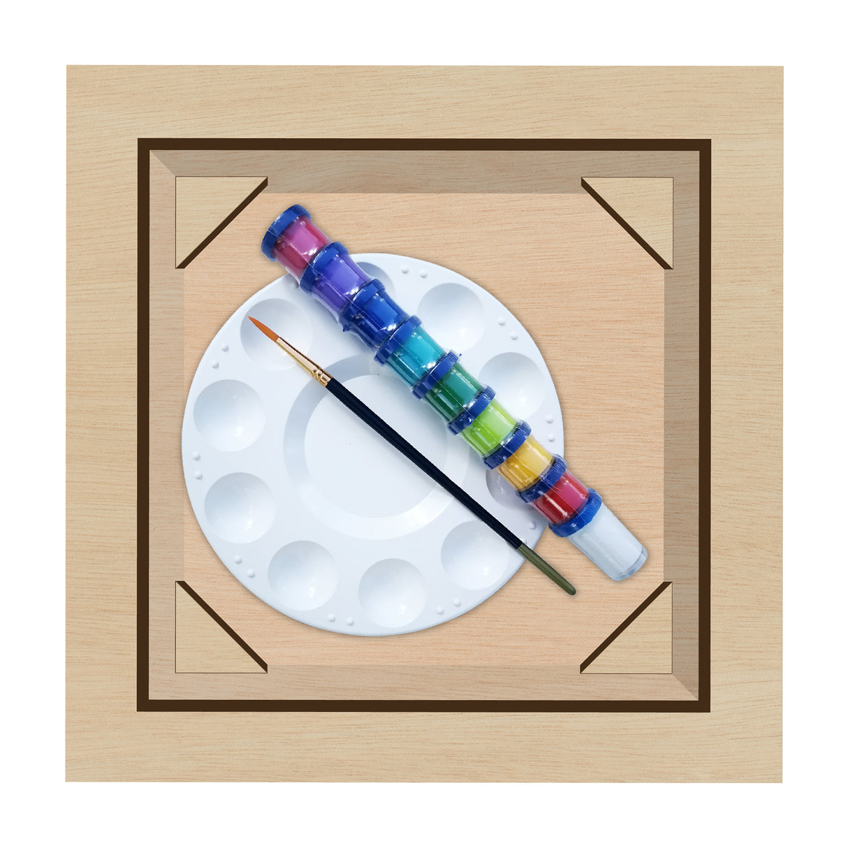 Kit Cuadro para Pintar Colibrí en MDF 30x30cm con Acrílicos y Pincel - Cuadros | Bylmo