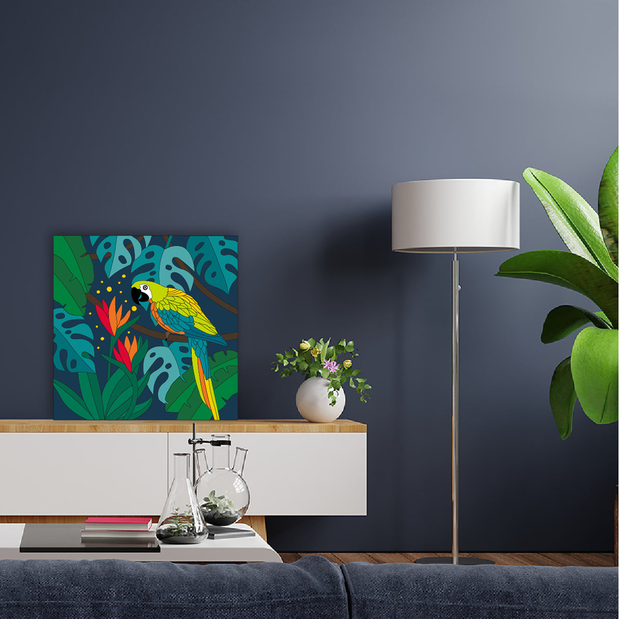 Kit Cuadro para Pintar Guacamaya en MDF 30x30cm con Acrílicos y Pincel - Cuadros | Bylmo