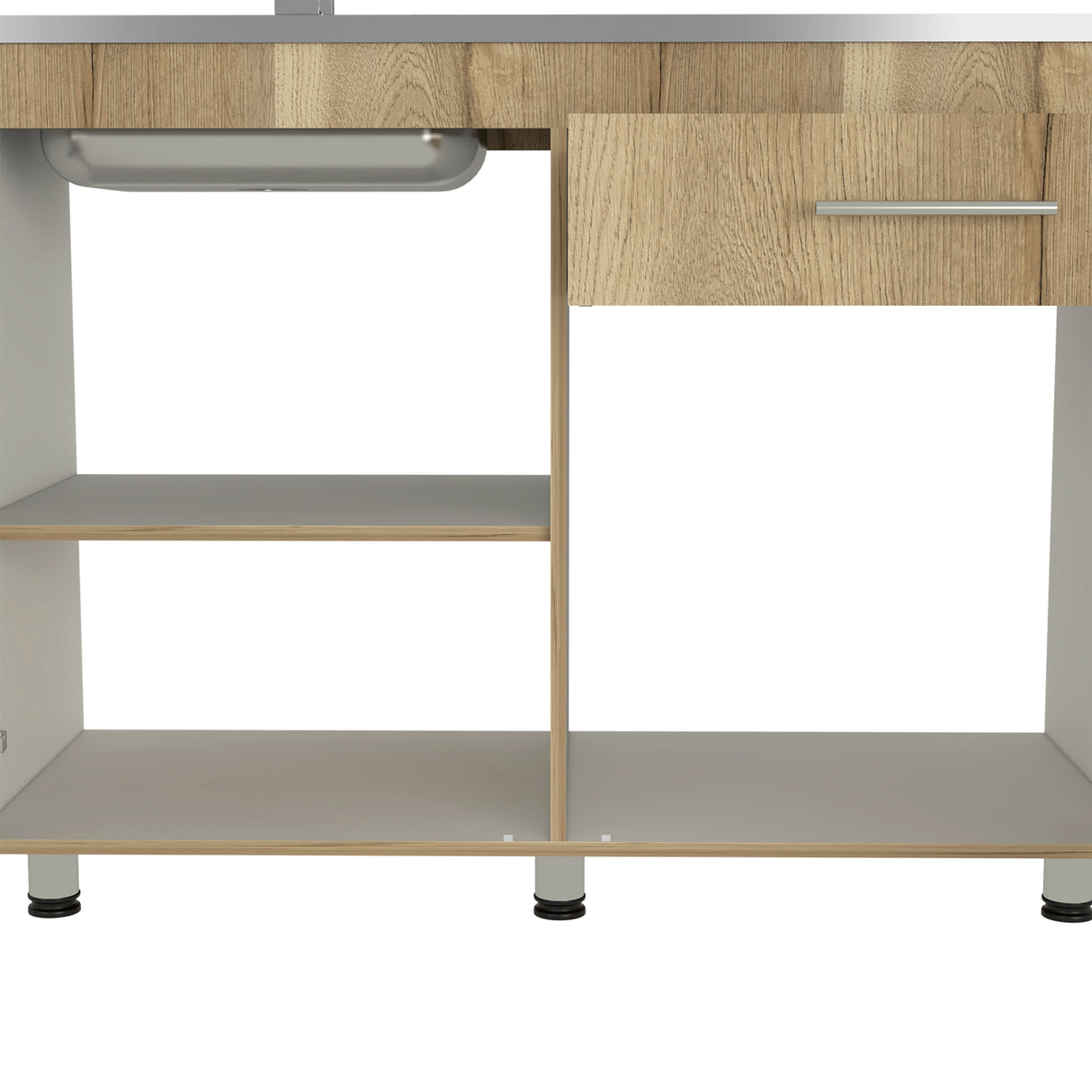 Mueble Inferior de Cocina Orion Duna y Blanco 120x90.5cm Con Mesón de Acero Izquierdo - Muebles Inferiores | Bylmo