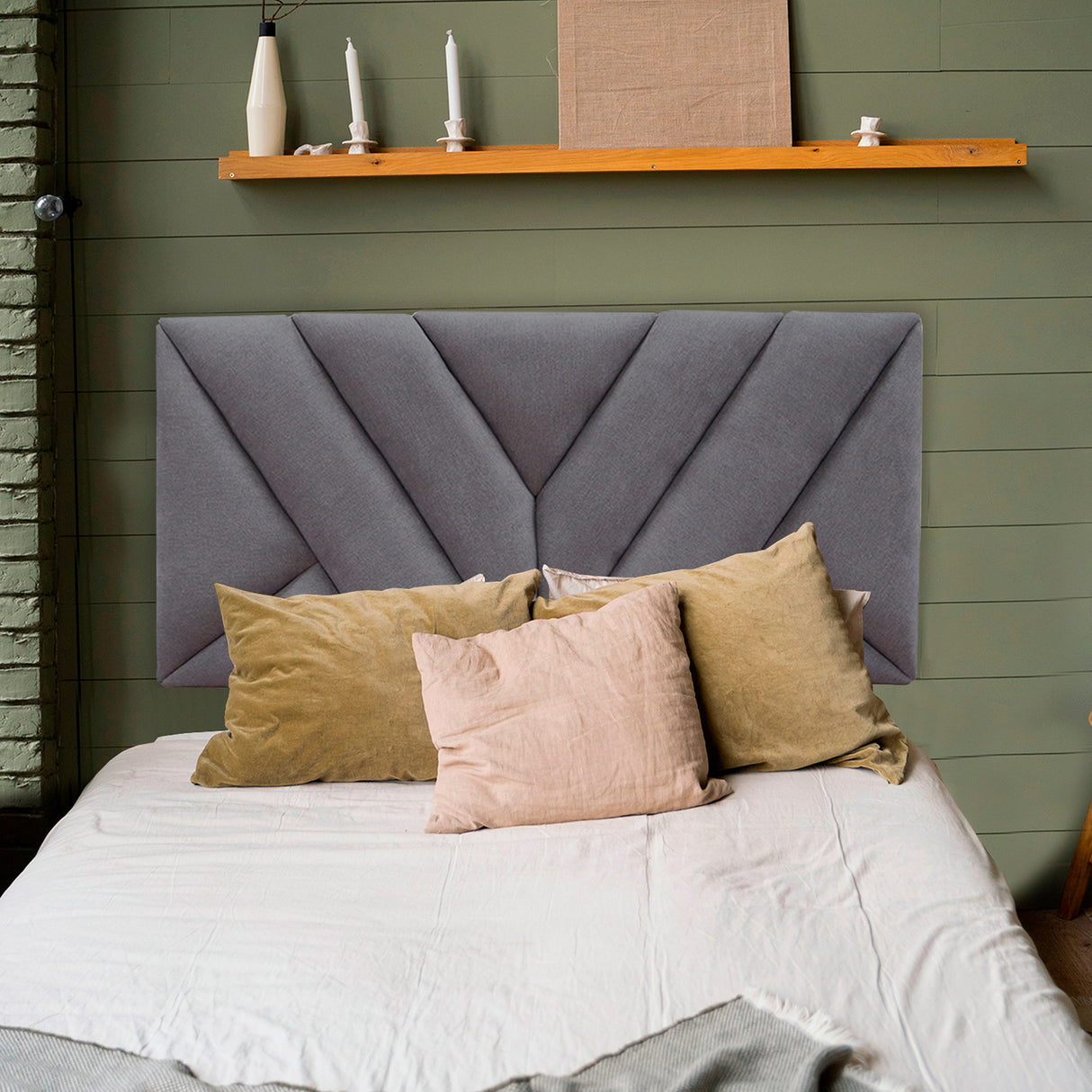 Cabecero Hug Gris Oscuro 200x60cm en la Pared Para Cama King - Cabeceros | Bylmo
