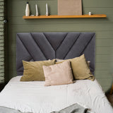 Cabecero Hug Gris Oscuro 140x115cm a la Estructura de la Cama Para Cama Doble - Cabeceros | Bylmo