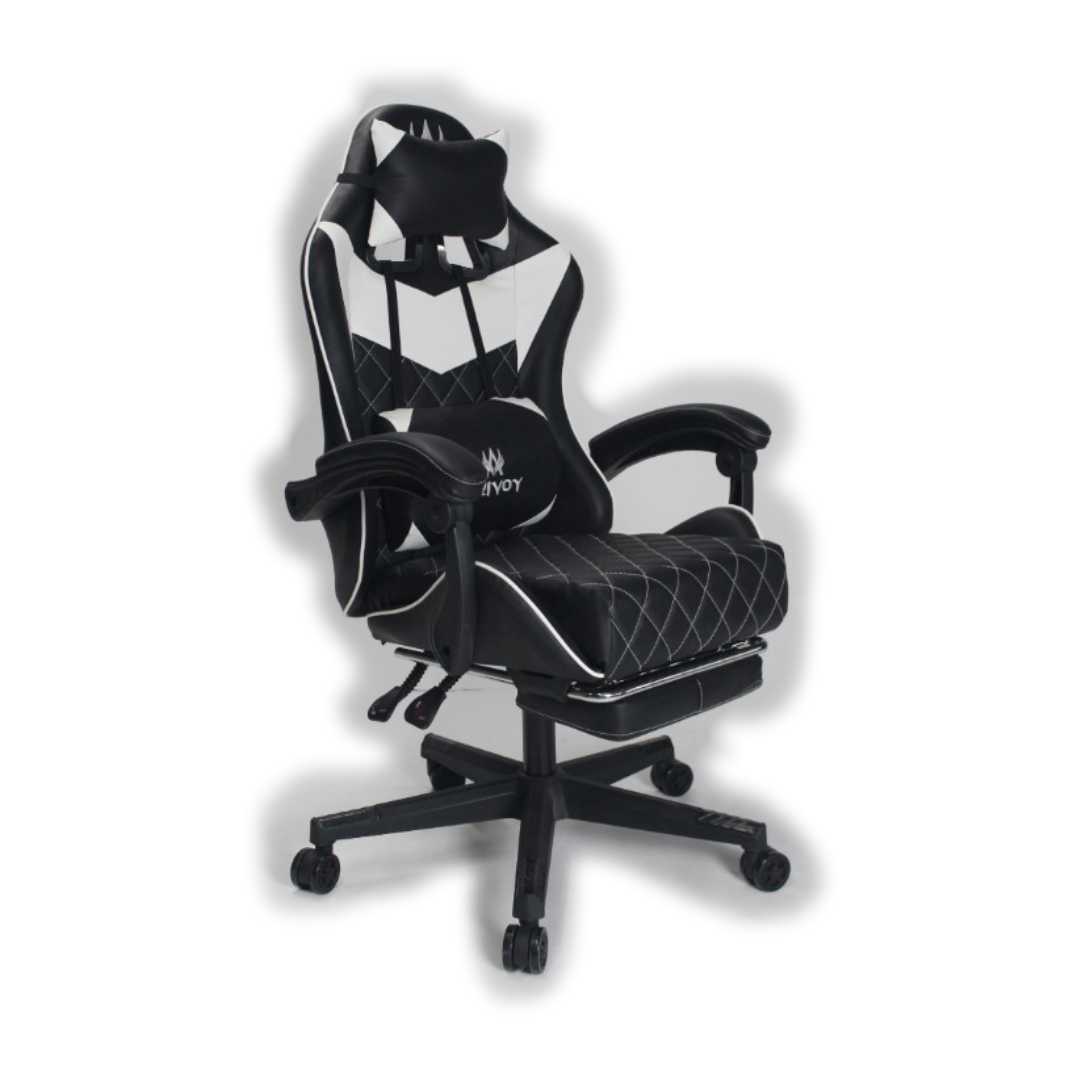 Silla Gamer Sakai 2024 Negra Blanco 55x135cm Con Espaldar Reclinable y Soporte Lumbar - Sillas de Oficina | Bylmo