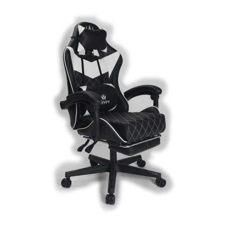 Silla Gamer Sakai 2024 Negra Blanco 55x135cm Con Espaldar Reclinable y Soporte Lumbar - Sillas de Oficina | Bylmo