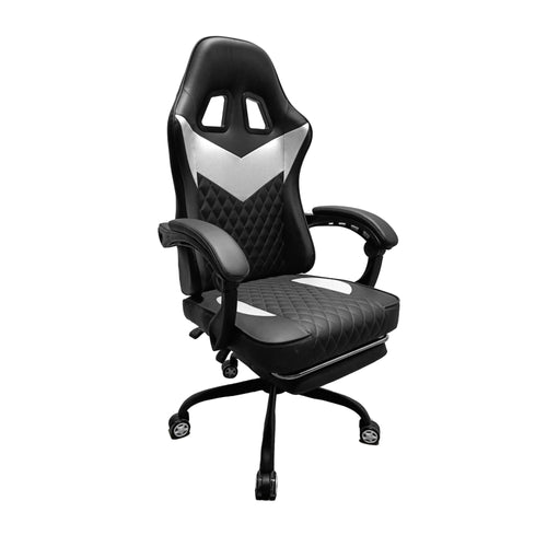 Silla Gamer Sakai 2024 Negra Blanco 55x135cm Con Espaldar Reclinable Y Soporte Lumbar