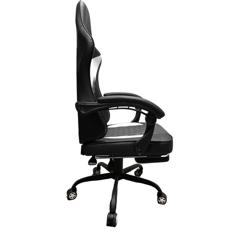 Silla Gamer Sakai 2024 Negra Blanco 55x135cm Con Espaldar Reclinable Y Soporte Lumbar