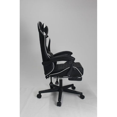Silla Gamer Sakai 2024 Negra Blanco 55x135cm Con Espaldar Reclinable y Soporte Lumbar - SILLAS DE OFICINA | Bylmo
