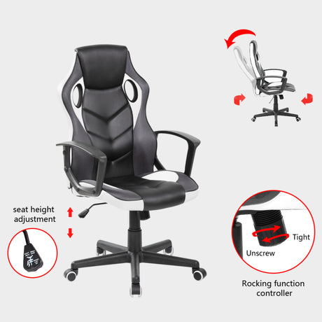 Silla Gamer Basic Negro Blanco 64x48cm Con Espaldar - Sillas de Oficina | Bylmo