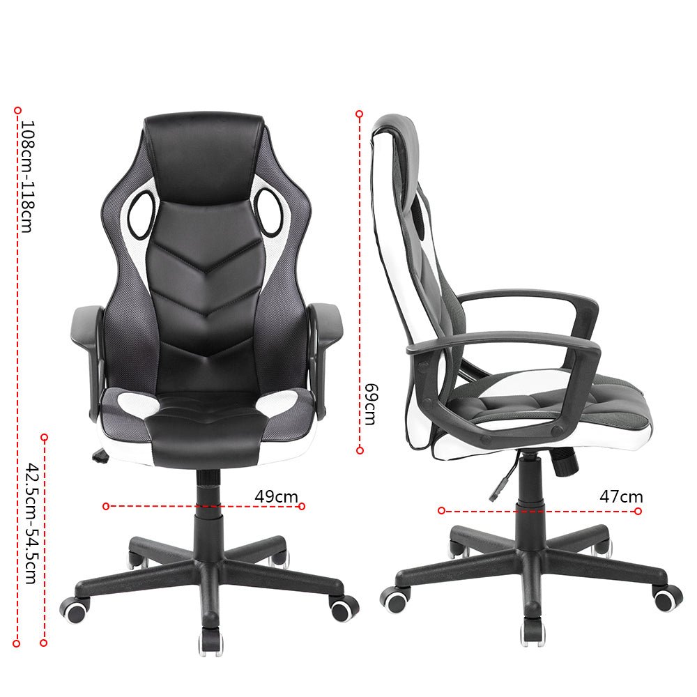 Silla Gamer Basic Negro Blanco 64x48cm Con Espaldar - Sillas de Oficina | Bylmo