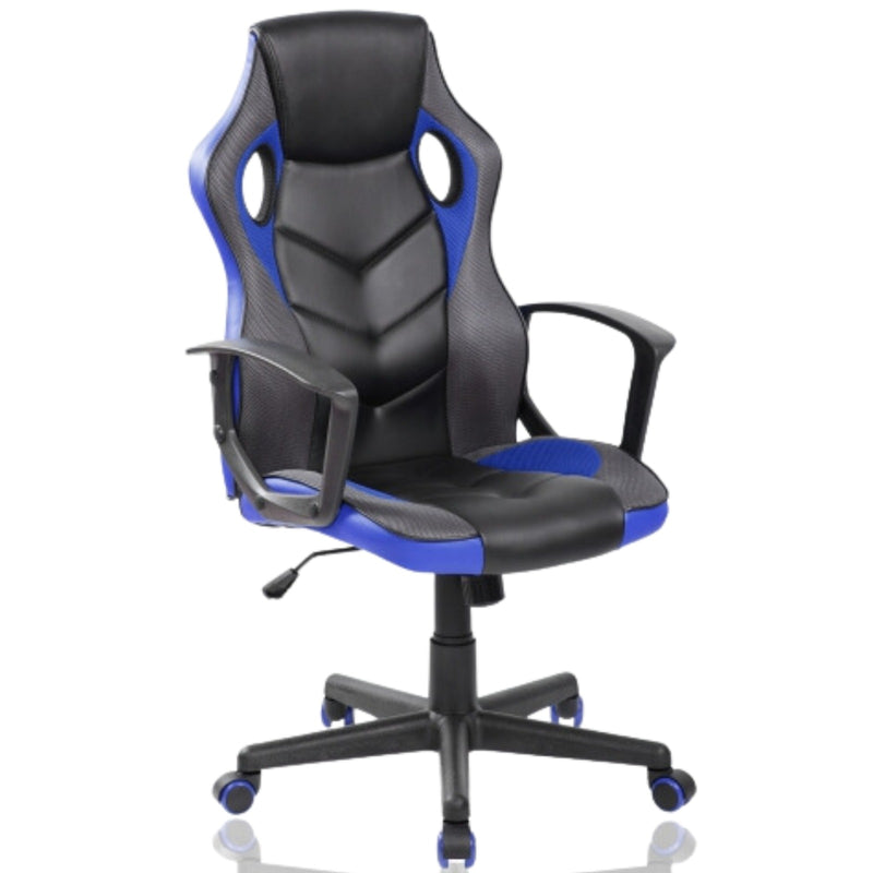 Silla Gamer Basic Negro Azul 64x48cm Con Espaldar