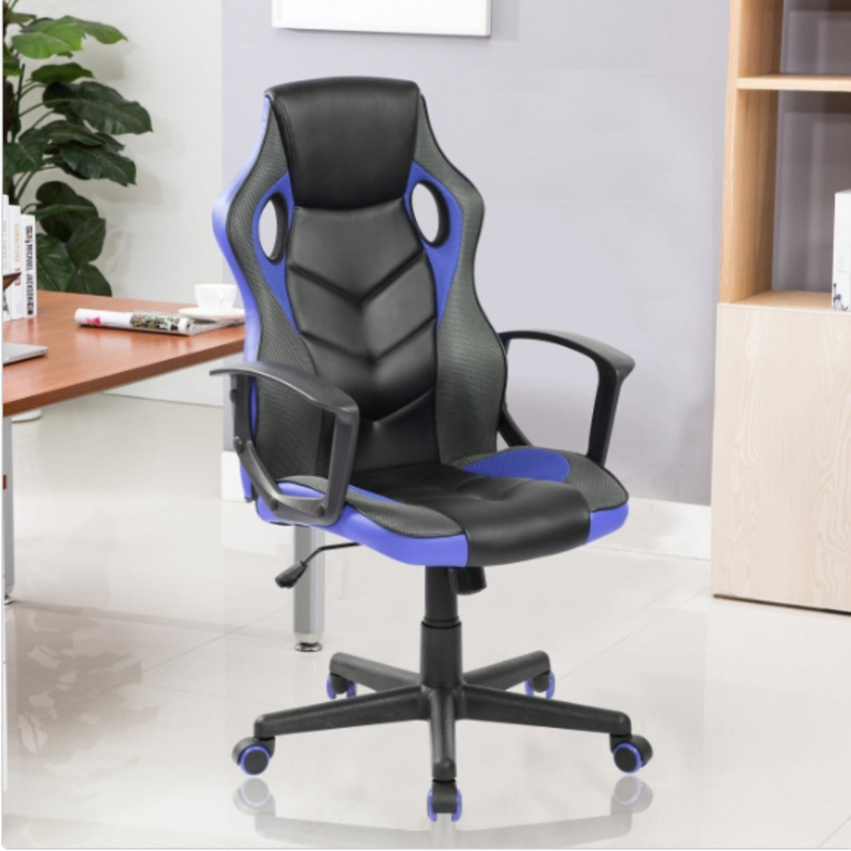 Silla Gamer Basic Negro Azul 64x48cm Con Espaldar - Sillas de Oficina | Bylmo