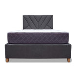 Combo Base Cama y Colchón Coleccion 1 Gris Oscuro y Cenizo Blanco Sencillo 100 X 190 Cm Con Cabecero - Camas | Bylmo