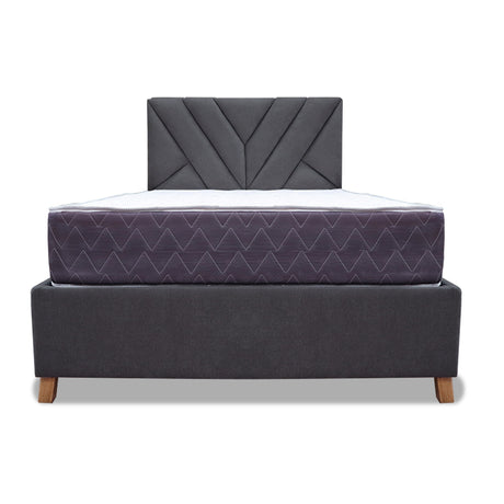 Combo Base Cama y Colchón Coleccion 1 Gris Oscuro y Cenizo Blanco Semidoble 120 X 190 Cm Con Cabecero - Camas | Bylmo