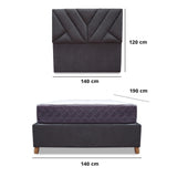 Combo Base Cama y Colchón Coleccion 1 Gris Oscuro y Cenizo Blanco Doble 140 X 190 Cm Con Cabecero - Camas | Bylmo