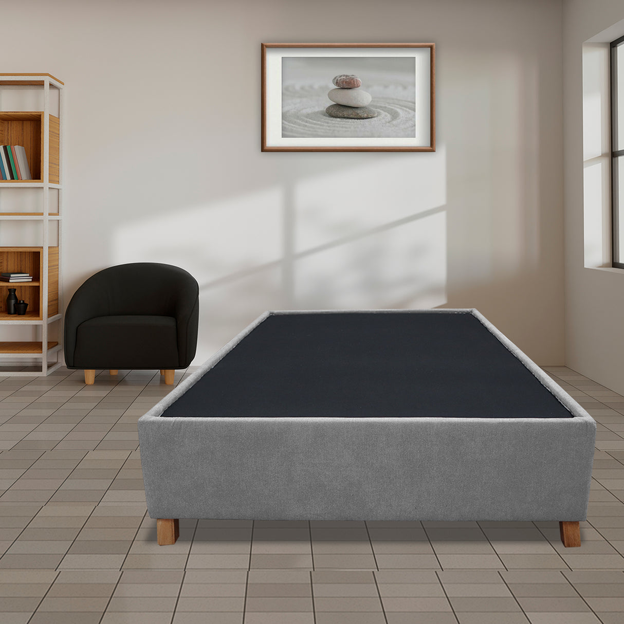 Base Cama Coleccion 1 Gris Claro Sencillo 100 X 190 Cm Con Patas - Camas | Bylmo