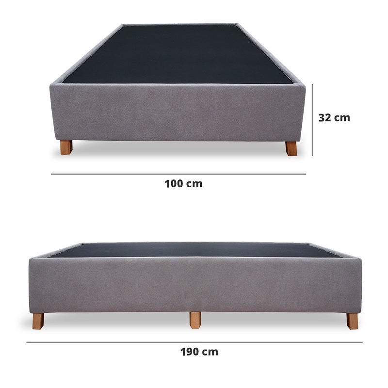 Base Cama Coleccion 1 Gris Claro Sencillo 100 X 190 Cm Con Patas