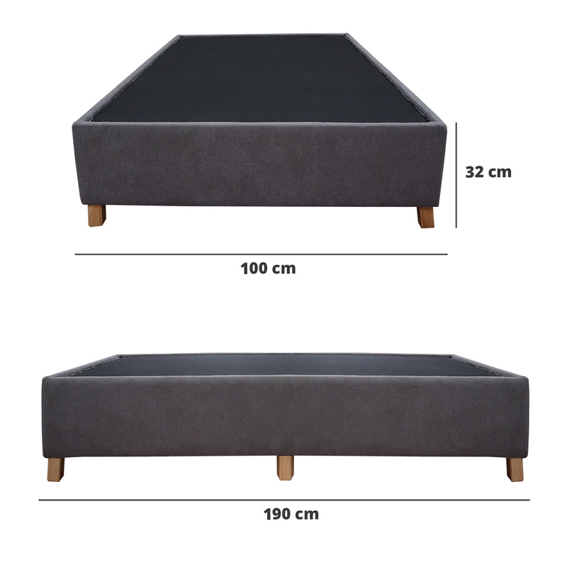 Base Cama Coleccion 1 Gris Oscuro Sencillo 100 X 190 Cm Con Patas