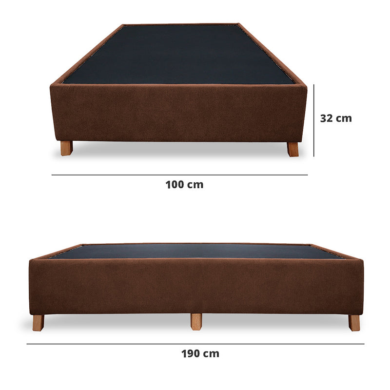 Base Cama Coleccion 1 Marron Sencillo 100 X 190 Cm Con Patas