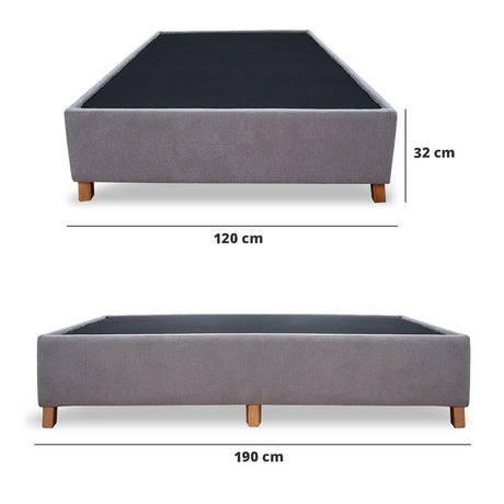 Base Cama Coleccion 1 Gris Claro Semidoble 120 X 190 Cm Con Patas - Camas | Bylmo