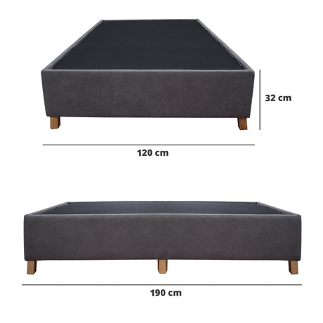 Base Cama Coleccion 1 Gris Oscuro Semidoble 120 X 190 Cm Con Patas - Camas | Bylmo