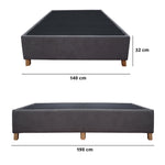 Base Cama Coleccion 1 Gris Oscuro Doble 140 X 190 Cm Con Patas