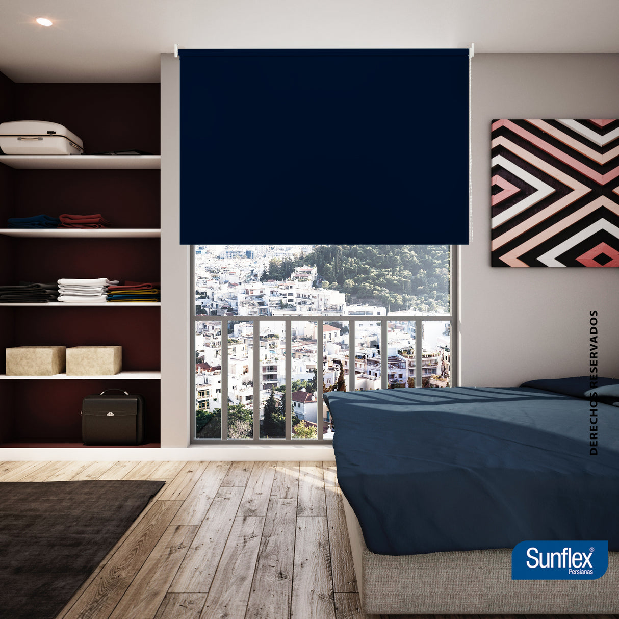 Cortina Blackout Azul 160x180cm de Tubo - Cortinas y Persianas | Bylmo