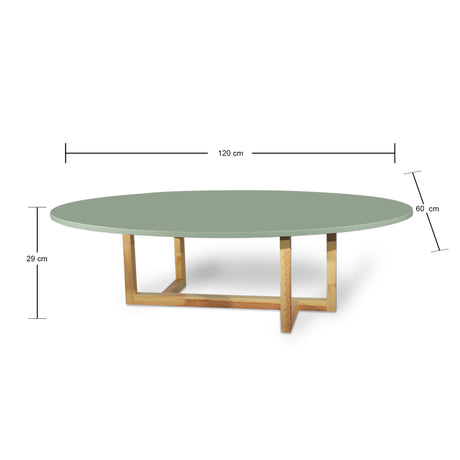 Mesa de Centro Ovalado Roma Verde 120x30cm Con Patas - Mesas de Centro | Bylmo