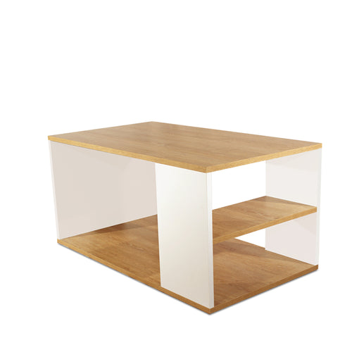 Mesa De Centro Rectangular Mile Blanco Y Vienes 45x40cm Sin Patas