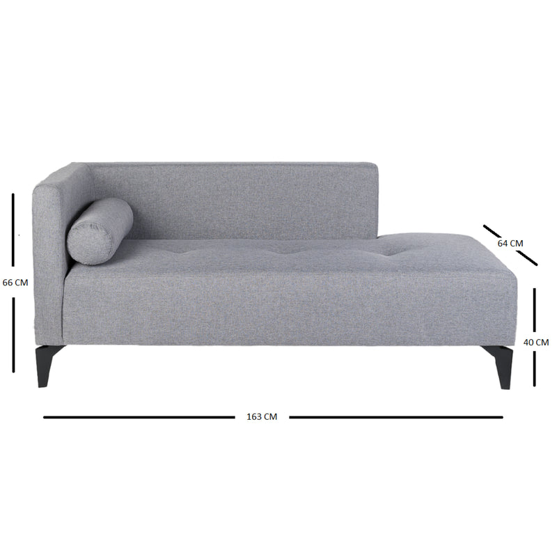 Sofá Chaise Long Gris 163x66cm De Tres Puestos