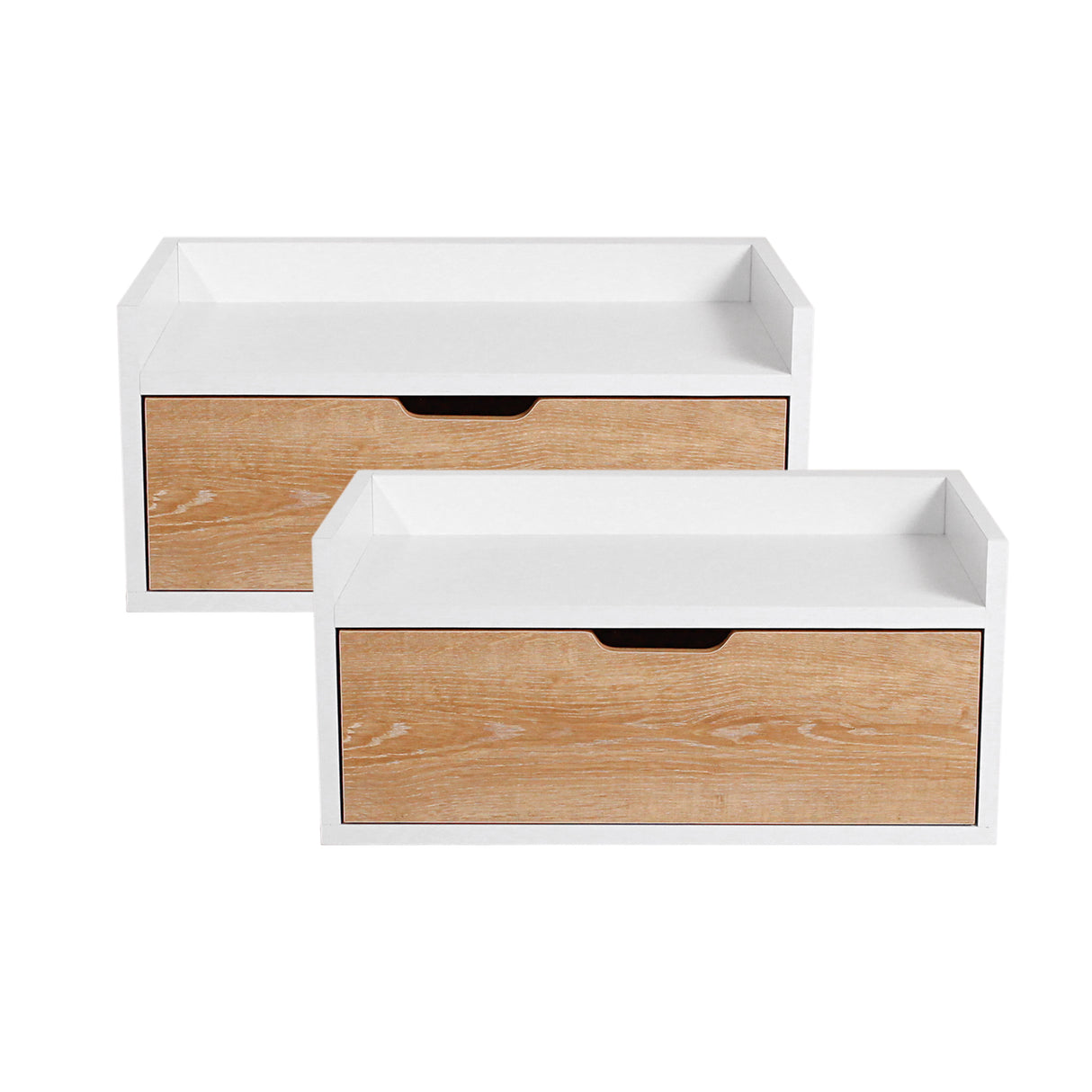 Mesa de Noche x 2 Toulus Blanco y Vienes 50x35cm Flotante - Mesas de Noche | Bylmo