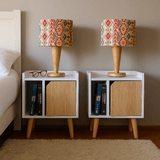 Mesa de Noche x 2 Dreams Blanco y Vienes 45x50cm Con Patas - Mesas de Noche | Bylmo