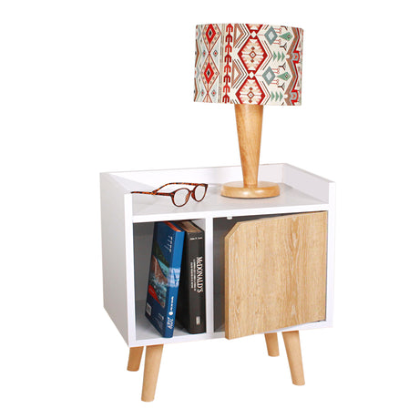 Mesa de Noche x 2 Dreams Blanco y Vienes 45x50cm Con Patas - Mesas de Noche | Bylmo