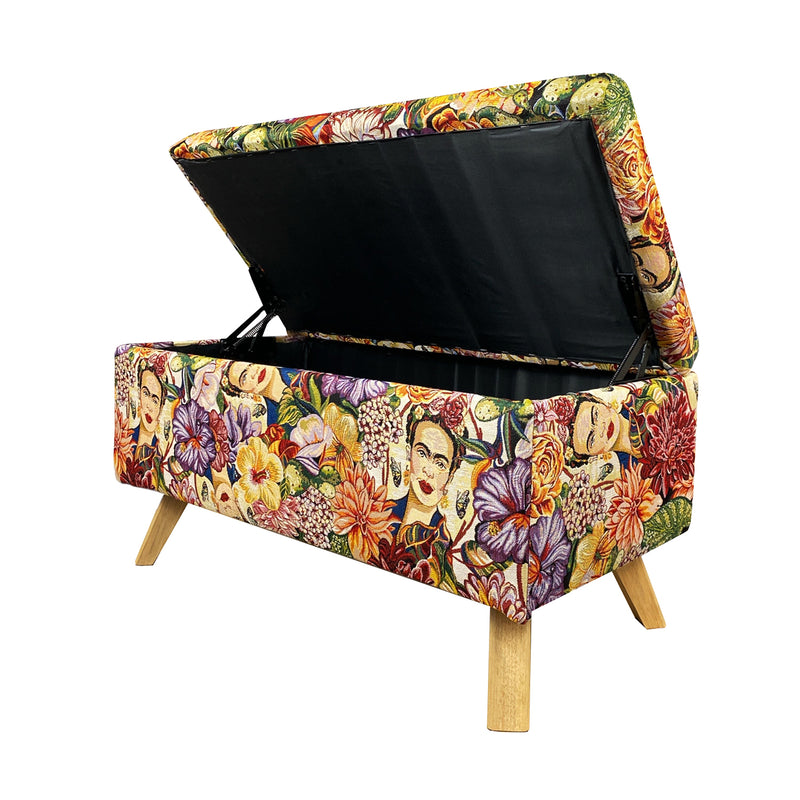 Puff Frida Multicolor 82x40cm Rectangular Con Baúl