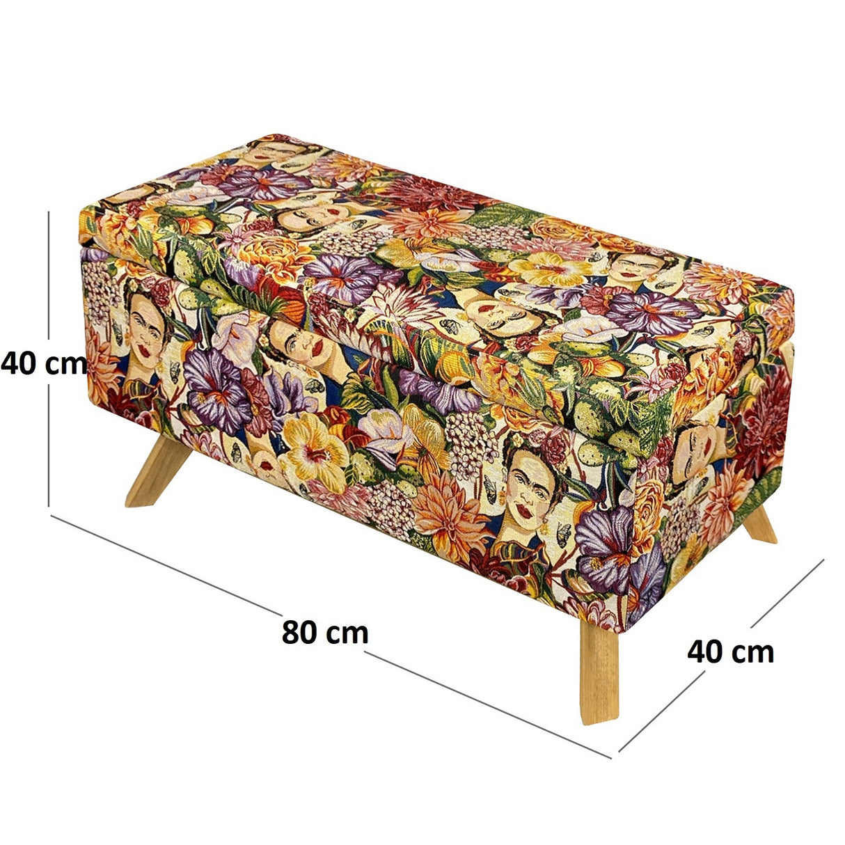 Puff Frida Multicolor 82x40cm Rectangular Con Baúl - Sillas y Butacos | Bylmo