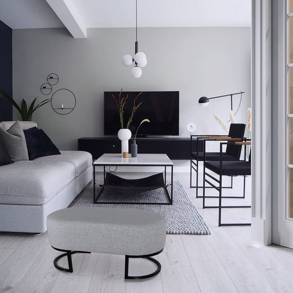 Puff Gris 80x40cm Rectangular - Sillas y Butacos | Bylmo