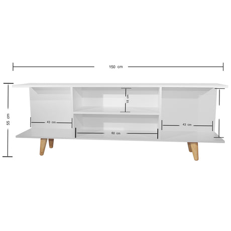 Mesa para TV Tony Blanco 150x40cm Para TV Hasta 65 Pulgadas - Muebles de TV | Bylmo