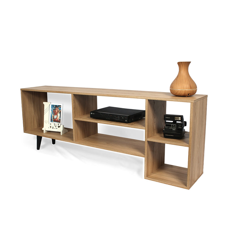 Mesa Para Tv Madrid Madera Clara Natural 150x55cm Para Tv Hasta 65 Pulgadas