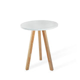 Mesa Auxiliar Blanco 40x10cm Circular con Patas Cuadradas - Mesas Auxiliares | Bylmo