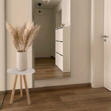 Mesa Auxiliar Blanco 40x10cm Circular con Patas Cuadradas - Mesas Auxiliares | Bylmo