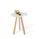 Mesa Auxiliar Blanco 40x10cm Circular con Patas Cuadradas - Mesas Auxiliares | Bylmo