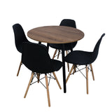 Combo Comedor y Cuatro Sillas Circular Amaretto y Negro 80x75cm para Cuatro Puestos - Comedores | Bylmo
